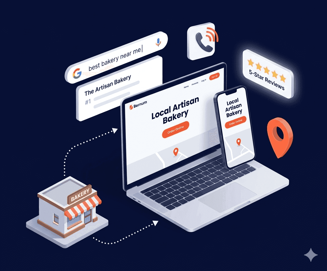 Small business website design with Google ranking, mobile responsive design, and 5-star reviews